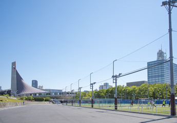 Fototapeta na wymiar 代々木競技場に併設されているフットサルコート（東京都渋谷区）