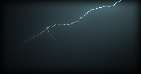 Lightning strikes on a black background with realistic reflections