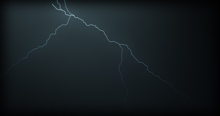 Lightning strikes on a black background with realistic reflections