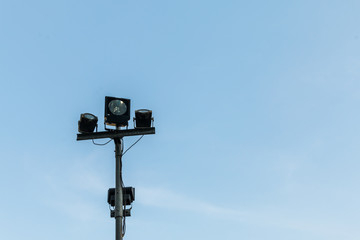 Pillar spotlights on background