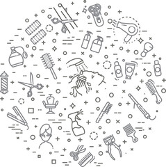 Barbershop and beauty salon vector icons set