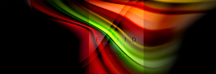 Rainbow fluid abstract shapes, liquid colors design, colorful marble or plastic wavy texture background, multicolored template for business or technology presentation or web brochure cover design