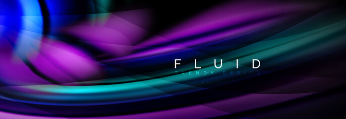 Wave fluid flowing colors motion effect, holographic abstract background. Vector illustration