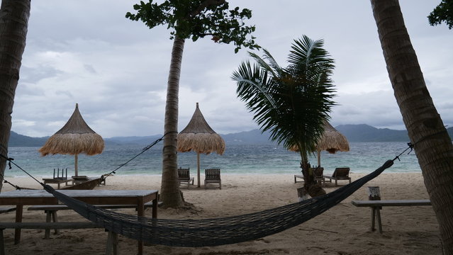 Hammock on tropical island in the philippines