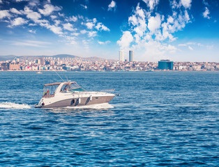 Entertaining cruise on a motor boat in the Bosporus Strait