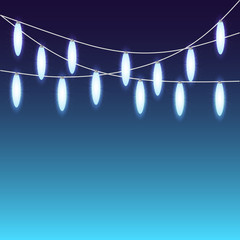 Glowing christmas lights or bright party lights. Vector mock up or template. Set of overlapping, glowing string lights. Garland Christmas decorations.