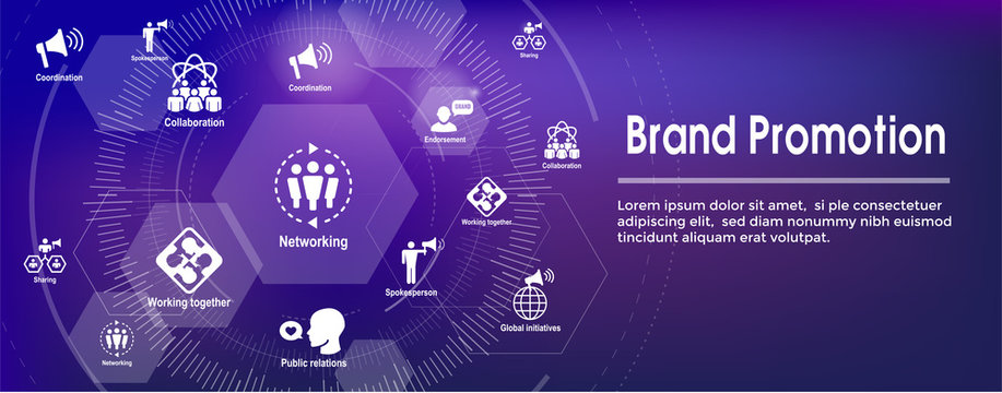 Brand Ambassador Thin Line Outline Icon Web Banner Set - Megaphone, Influencer Marketing Person and Representative