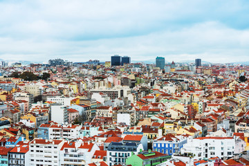 Lisbon, Portugal.- February 11, 2018: Street view of downtown in Lisbon, Portugal, Europe