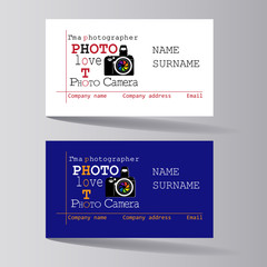 Fototapeta premium Business cards are white and blue. Set. Design of business cards for photo studio, atelier.