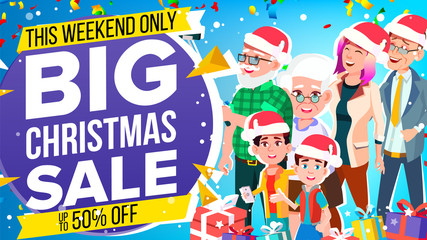 Christmas Sale Banner Vector. Holidays Sale Announcement. Big Christmas Banner. Illustration