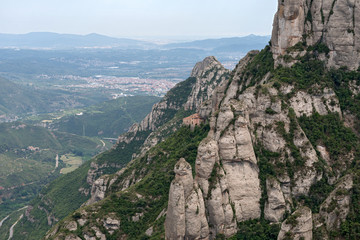 Fototapeta na wymiar Panoramic view of Llobregat river valley from Montserrat Abbey, Spain.