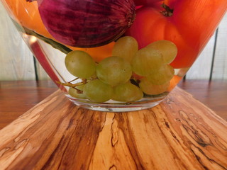 fruit, apple, vegetables, water, grapes, onion, tomato