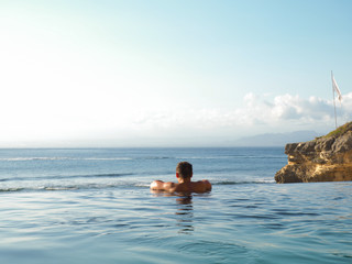Infinity pool with view over the sea