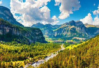 Bright summer view of Swiss Alps.