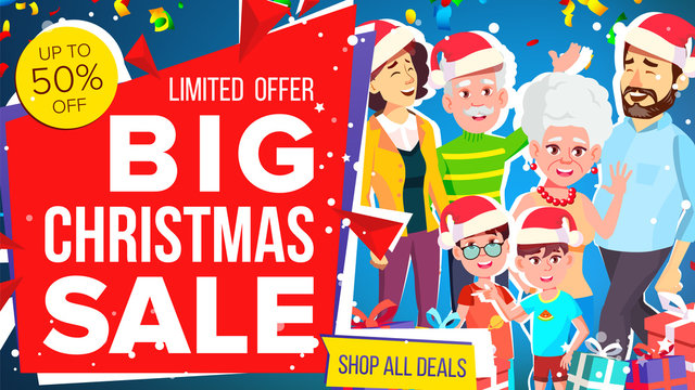 Christmas Sale Banner Vector. Big Sale Offer. Big Super Label. Illustration