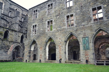 Fototapeta na wymiar Ruins of cisterian Villers Abbey, abbaye de Villers, in Villers-la-Ville, Brabant province, Wallonia, Belgium
