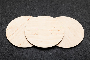 Drink coaster mockup, beer wooden mat.