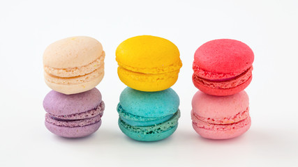 Macaroons on white background