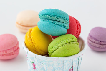 Sweet macaroons in cup
