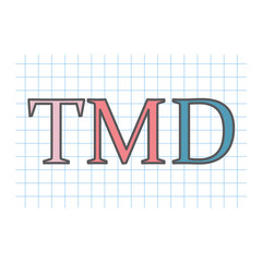 TMD (Temporomandibular disorder) written on checkered paper sheet- vector illustration