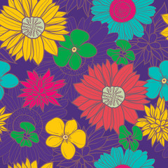Samless vector pattern with flowers