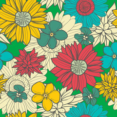Samless vector pattern with flowers