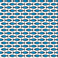 Abstract seamless vector pattern with blue fishes