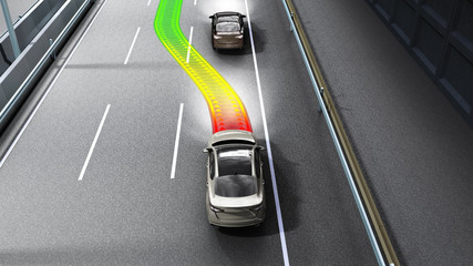 modern concept of a safe car Collision monitoring system 3d render image