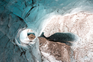 Svínafellsjökull outlet glacier of Vatnajökull in south east iceland, Svinafellsjökull, view during glacier tour