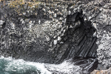 lava basalt basaltic rock cliff in iceland
