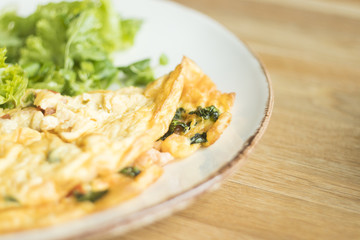 Omelette on a breakfast.