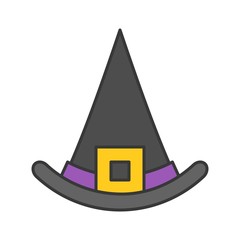 witch hat, Halloween related icon, filled outline design editable stroke