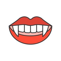 vampire teeth, Halloween related icon, filled outline design editable stroke