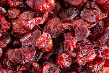 Macro view of healthy dried cranberries