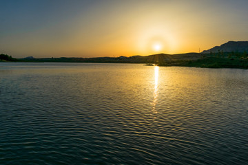 Fototapeta premium Sunset in a swamp of Spain