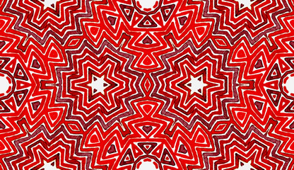 Wine red Geometric Watercolor. Amusing Seamless Pattern. Hand Drawn Stripes. Brush Texture. Exotic C