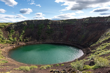 Obraz premium Kerið, Kerith, Kerid, volcanic crater lake in the Grímsnes area, south Iceland, Golden Circle