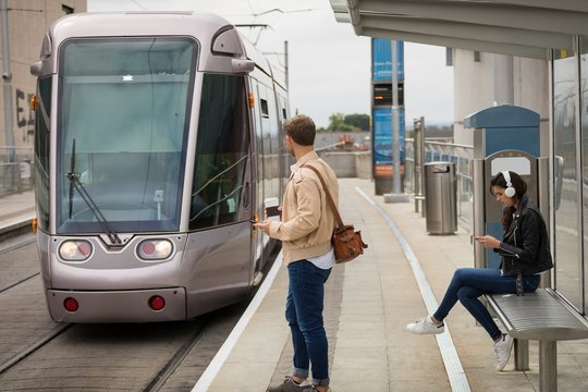 Commuters waiting for train