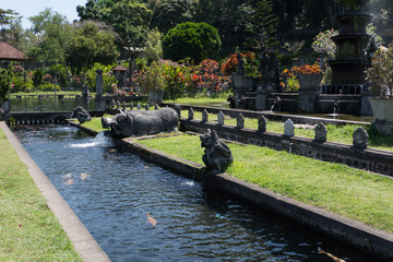 typical water temple tirtagangga at bali indonesia asia