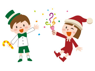 クリスマス　楽しむ子供たち