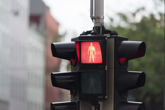 traffic light with red light, symbolic, stop, pedestrian dont walk in austria