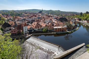 Český Krumlov, czech republic, europe, historic city, view from road to castle with moldova river