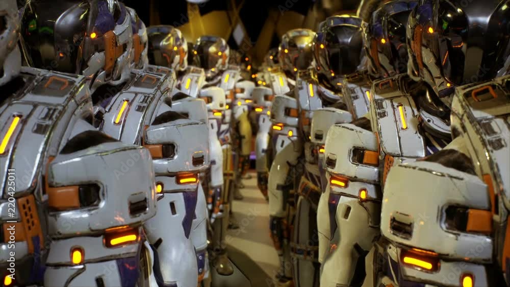 Wall mural a detachment of soldiers of the future preparing to land on the planet