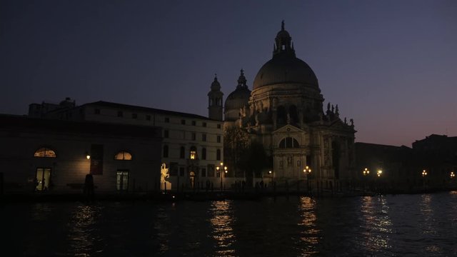 Basilic Santa Maria della Salute, viewed from vaporetto at night