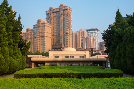 SHANGHAI, CHINA JULY 2018: Longhua Cemetry Morning Sunrise Park in China