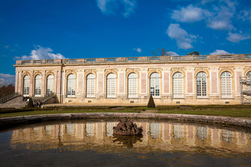 PARIS, FRANCE - MARCH, 2018: The  Grand Trianon at the Versailles Palace in a freezing winter day...