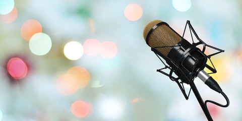 microphone in studio at background 3d illustration