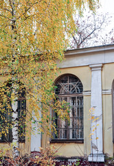 Golden autumn at the old theater, Zhukovsky, Moscow region, Russia, Europe