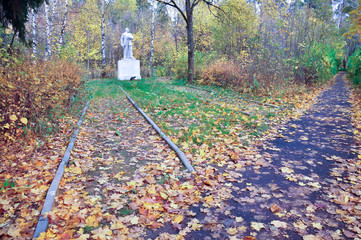 Golden autumn at the old theater, Zhukovsky, Moscow region, Russia, Europe