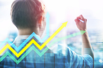 Financial growth arrows graph. Investment and trading concept.